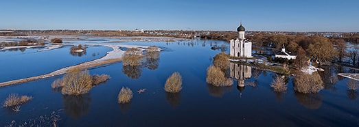 Church of the Intercession on the River Nerl in spring flood