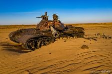 Soviet tanks in the sands of the Sahara